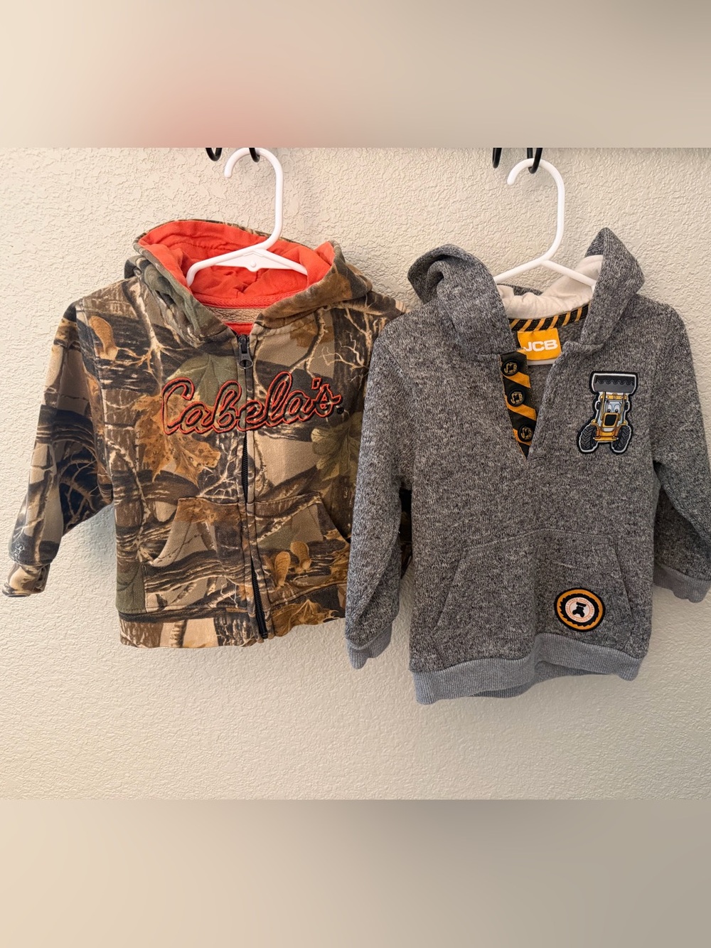 Cabela's Kids 18 month Camo Hoodie & JCB Tractor 18-24 mo Grey Pullover Hoodie
